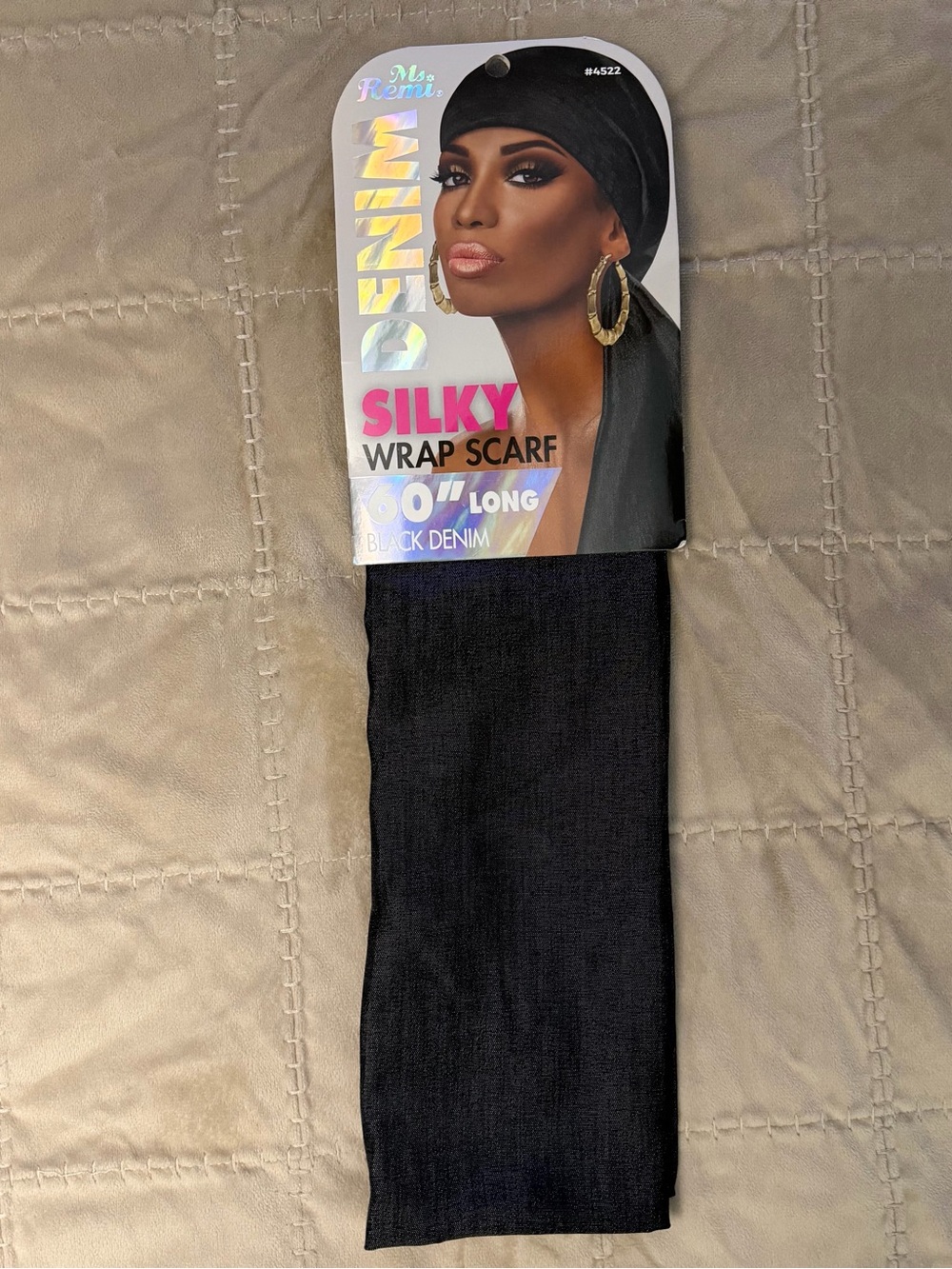 Ms. Remi Silky Wrap Scarf in Black Denim